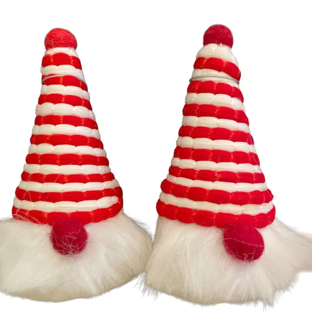 Set of 2 Christmas Bottle Stoppers Holiday Red & White Peppermint Stripe New